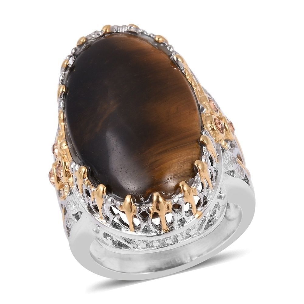 South African Tigers Eye Ring ION Plated